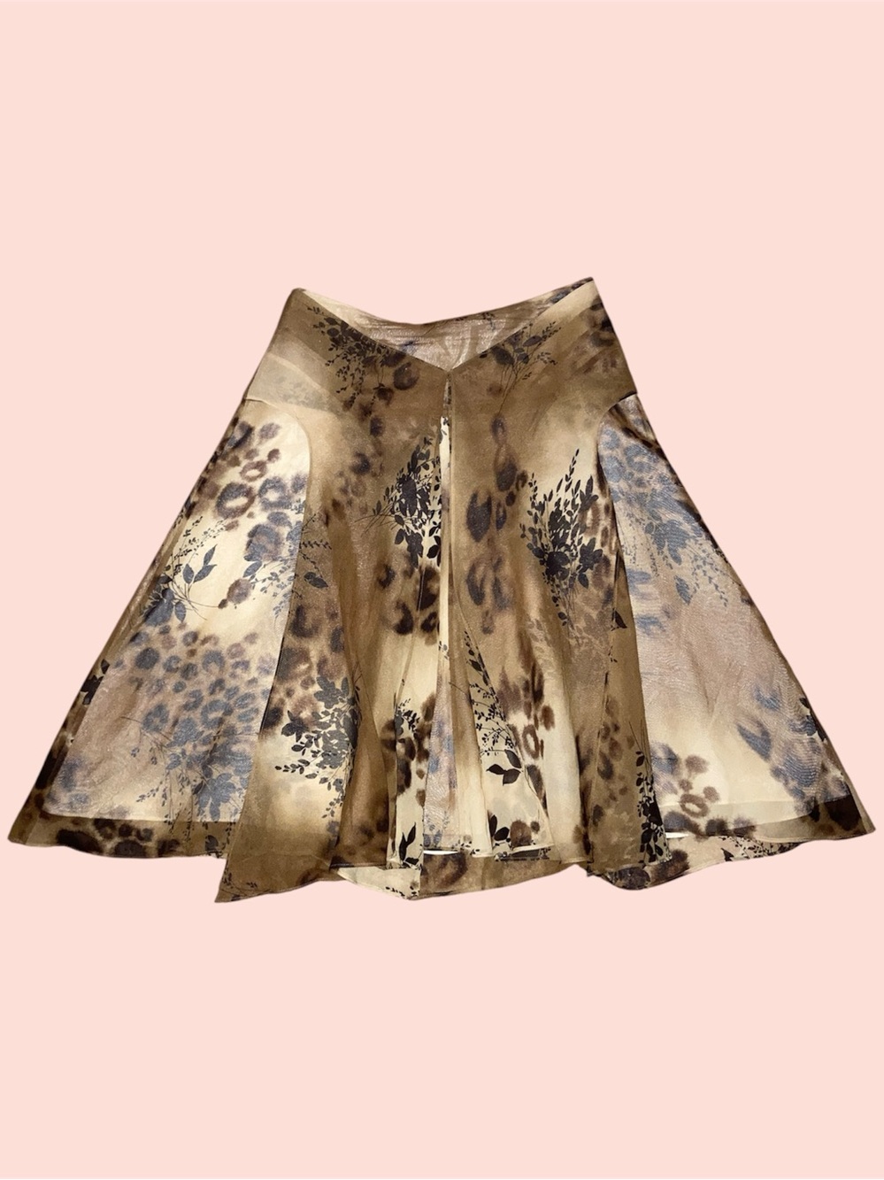 Brown Silk Animal Print Skirt